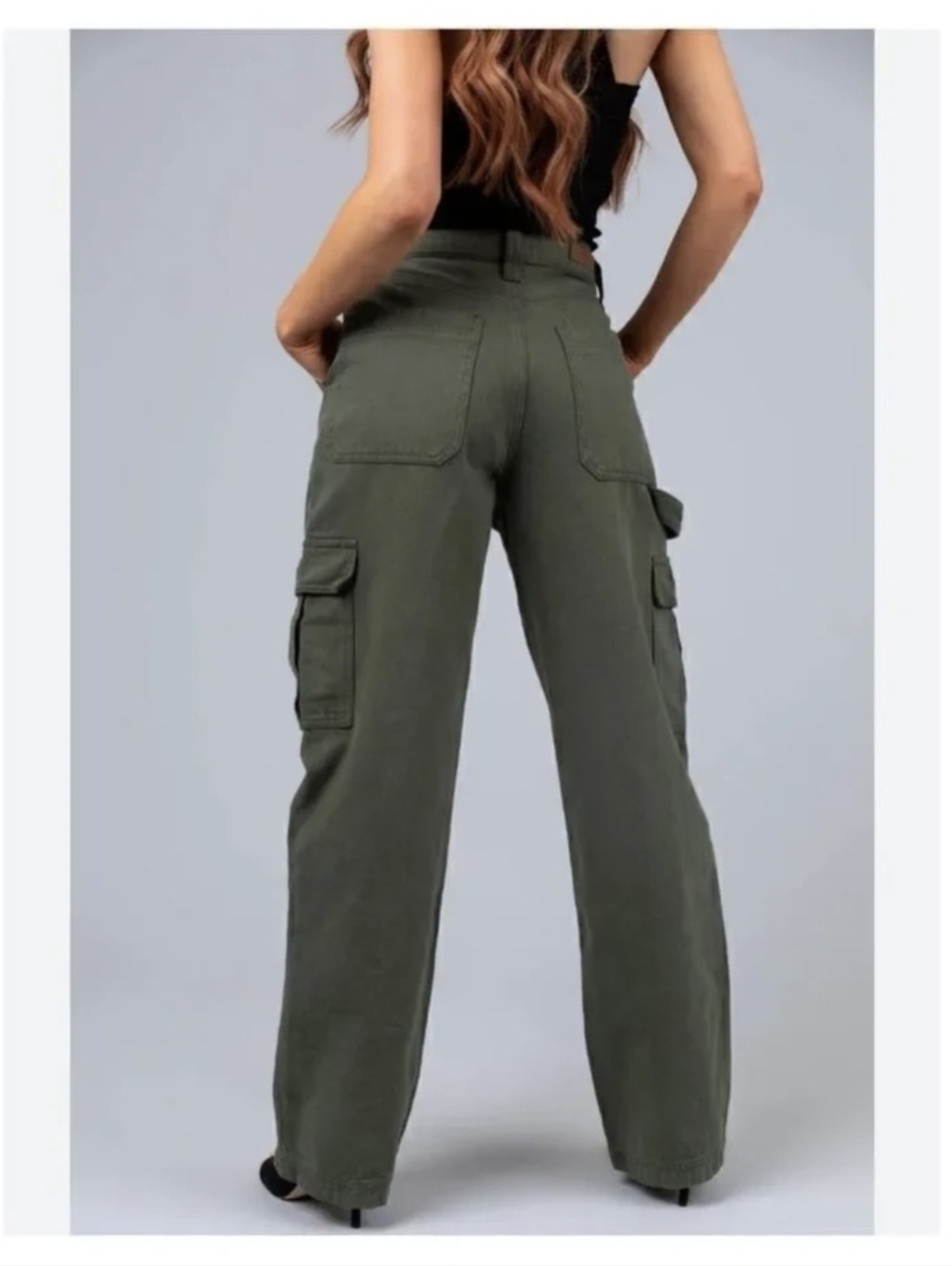 Cello Denim Wide-leg Cargo Pants High Rise Size 1 Olive - Picture 2 of 10